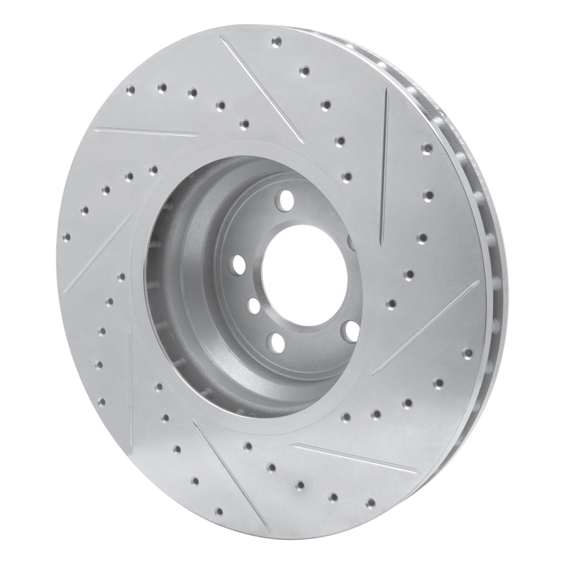 BMW ALPINA B7 Brake Rotor (1) - Front Left - R1 Concepts - Drilled & Slotted - Silver - `07-`08